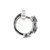 10K White Gold Alternating Blue Sapphire and Diamond Hoop Lever-Back Clasp Earrings