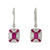 14K White Gold 1.32 Ruby Rectangle with .22 Diamond Rectangle Shield Hoop Dangle Lever-Back Clasp Earrings
