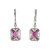 14K White Gold 1.32 Ruby Rectangle with .22 Diamond Rectangle Shield Hoop Dangle Lever-Back Clasp Earrings