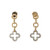 10K Gold .20tw Diamond Clover Flower Dangle Chain Post Earrings