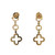 10K Gold .20tw Diamond Clover Flower Dangle Chain Post Earrings