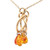 10K Gold Tropical Sunset Drop-Shaped Dangle Citrines on a Double Hoop Stationary Pendant 17.5" Chain Necklace