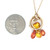 10K Gold Tropical Sunset Drop-Shaped Dangle Citrines on a Double Hoop Stationary Pendant 17.5" Chain Necklace