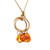 10K Gold Tropical Sunset Drop-Shaped Dangle Citrines on a Double Hoop Stationary Pendant 17.5" Chain Necklace