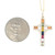14K Gold 1.19tw Multi-Gem Surrounded by .30tw Diamond Bezel Cross Pendant 18" Adjustable Chain Necklace