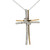 14K Two-Tone Gold .40tw Diamond Bezel Cross-Over Knot Cross Pendant 18" Chain Necklace