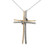 14K Two-Tone Gold .40tw Diamond Bezel Cross-Over Knot Cross Pendant 18" Chain Necklace