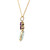 10K Gold 3.25tw Green Amethyst Oval with 3-Bezel Purple Amethyst Triangle Pendant 18" Chain Necklace
