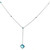 10K White Gold 2.25tw Blue Topaz Square Y- Drop Station with 5- Blue Topaz Bezels Pendant 17" Chain Necklace
