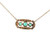 14K Gold Trilogy of .48tw Emerald Bezels Surrounded with an Art Deco .35tw Diamond Bezels Halo Stationary Pendant 18" Chain Necklace