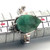 Sterling Silver Green Agate Pear Cut With CZ Accents Fashion Ring Size 7