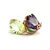 Vintage 10K Yellow Gold Created Alexandrite and Uranium Glass Flowers with Green Enamel Accents Ring Size 4.5