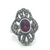 Sterling Silver Garnet And Marcasite Vintage Inspire Fashion Ring Size 7