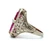 Vintage 14K White Gold Filigree Fancy Cut Created Ruby Diamond Chip Accent Dinner Cocktail Ring Size 4.75
