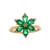 14K White Gold 1.11tw Emerald Poinsette with Tipped Petals of 0.05tw Diamond Ring Size 7