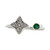14K White Gold .08tw Emerald Bezel and 0.10tw Diamond Cluster Star Split Shank Ring Size 7