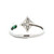 14K White Gold .08tw Emerald Bezel and 0.10tw Diamond Cluster Star Split Shank Ring Size 7