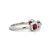 18K White Gold .84tw 3-Red Spinel Squares with .04tw Diamond Accents In-Between Ring Size 6