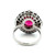 18K White Gold 3.50 Rubellite Oval with .35tw Diamond Accented Halo Ring Size 6.5