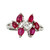 Platinum 900 .97tw Ruby Teardrop Petals Surrounding a .11tw Diamond Teardrop Petal Cluster Ring Size 4.75