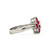 Platinum 900 .97tw Ruby Teardrop Petals Surrounding a .11tw Diamond Teardrop Petal Cluster Ring Size 4.75
