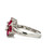 Platinum 900 .97tw Ruby Teardrop Petals Surrounding a .11tw Diamond Teardrop Petal Cluster Ring Size 4.75