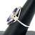 14K White Gold 2cttw. Double Sapphire Trillion-Cut with a 1cttw. Diamond Band and Halo Ring Size 8