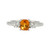 14K White Gold Central Gold Sapphire Oval with Bilateral .29tw Diamond Bezels Ring Size 6.25