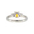 14K White Gold Central Gold Sapphire Oval with Bilateral .29tw Diamond Bezels Ring Size 6.25