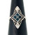 14K White 4-Sapphire Squares with Bilateral Horizontal Diamond Bezels in a Fillagree Square and Oval Setting Ring Size 4.25