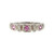 14K White Gold Alternating 3-Pink Sapphire Bezels with Bilateral Stacked Diamond Bezels Ring Size 7