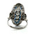 Vintage Platinum 1.5cttw Diamond 2cttw Sapphire Accented Shield Estate Ring Size 6.75
