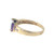 10K Gold Central Fire Opal Marquise with Bilateral Amethyst Marquise and .06tw Diamond Bezel Accents Ring Size 7.25