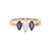 10K Gold Central Fire Opal Marquise with Bilateral Amethyst Marquise and .06tw Diamond Bezel Accents Ring Size 7.25