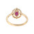 14K Gold .58tw Ruby Oval with .15tw Diamond 4-Bezels and Halo Ring Size 6.75