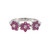 10K White Gold .90tw 3-Ruby Flowers with .04tw Diamond Centers Ring Size 7.25