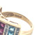14K Multi-Gem Vertical Striped Chunky Ring Size 6.75