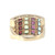 14K Multi-Gem Vertical Striped Chunky Ring Size 6.75