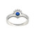 10K White Gold Created Sapphire Circle with a Double Band .12tw Diamond Bezel Half Halo and Chevron V-Shaped Ring Size 7