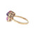 10K Gold 3-Created Star Ruby Cabochons in Multi-Shades with a Diamond Bezel Center Ring Size 7.25