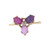 10K Gold 3-Created Star Ruby Cabochons in Multi-Shades with a Diamond Bezel Center Ring Size 7.25