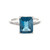 14K White Gold London Blue Topaz Rectangle with Bilateral Diamond Bezel Accents Ring Size 7