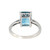 14K White Gold London Blue Topaz Rectangle with Bilateral Diamond Bezel Accents Ring Size 7