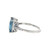 14K White Gold London Blue Topaz Rectangle with Bilateral Diamond Bezel Accents Ring Size 7