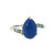 14K White Gold Lapis Teardrop with Bilateral Green Tanzanite Bezel Accents Off-Centered Ring Size 7