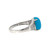 18K White Gold 3.41tw Turquoise Cabochon with Bilateral .20tw Diamond Bezel Accents Ring Size 7