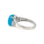 18K White Gold 3.41tw Turquoise Cabochon with Bilateral .20tw Diamond Bezel Accents Ring Size 7