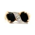14K Yellow Gold Oval Cabochon Onyx with 3-Stone Diamond Accents Ring Size 7
