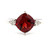 14K White Gold Cushion Cut Garnet with Round Diamond Accents Ring Size 6.75