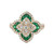 14K Gold 0.41tw Emerald Accented Petals with 1.00tw Diamond Clover Flower Ring Size 6.25